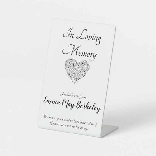 Blank in Love Memory Table Sign für Hochzeiten Sockelschild (Vorderseite)