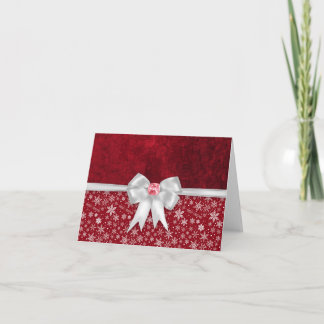 Blank Inside Christmas Holiday Bow Gem Notecard Feiertagskarte