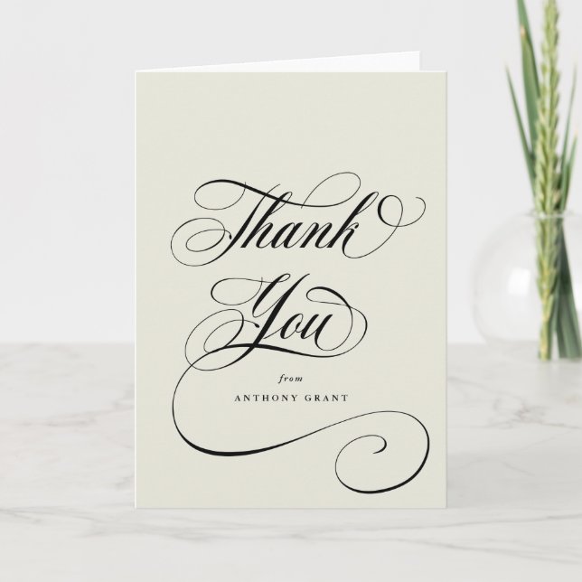 Blank Ivory Elegant Script Abschluss Dankeskarte (Vorderseite)