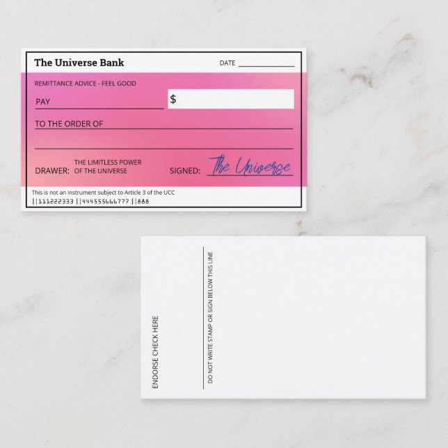 Blank Karo Pink Aura Gesetz der Attraktivität Über Visitenkarte (Vorne/Hinten)