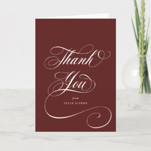 Blank Maroon Elegant Script Abschluss Dankeskarte