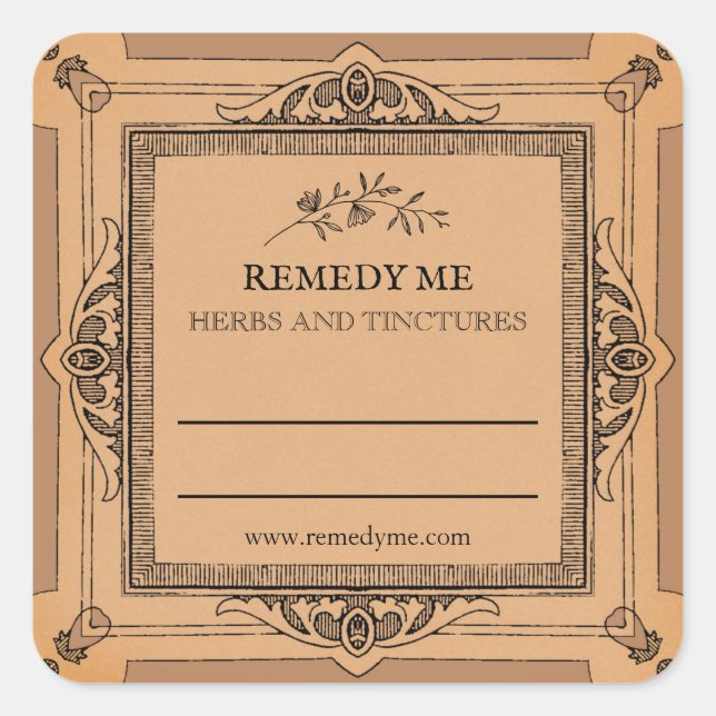 Blank Medicinal Herb Remedy Tinkture Labels Quadratischer Aufkleber (Vorderseite)