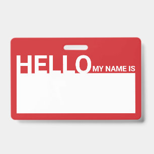 Blank Modern Hello My Name Is Rot Ausweis