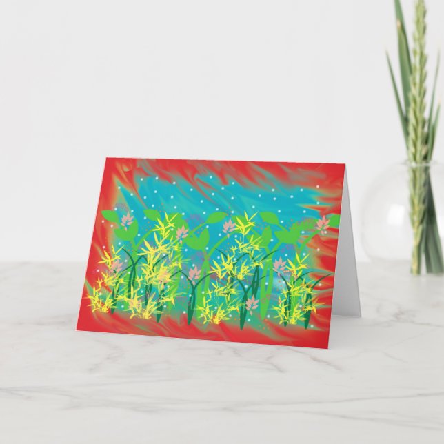Blank Note Card, Fantasy Flower Garden Karte (Vorderseite)