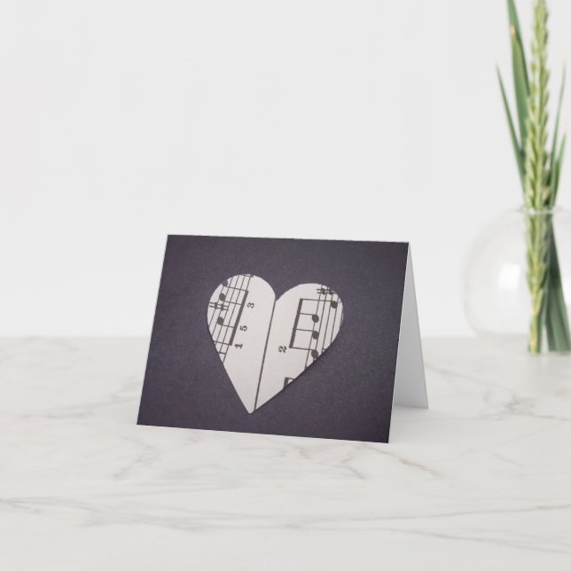 Blank Notecard Vintag Sheet Music Heart Karte (Vorderseite)