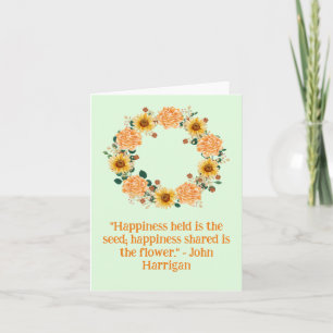 Blank Orange Blume Whimsical Floral Wreath Karte