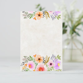 Blank Orange und lila Blütenhochzeit Einladung