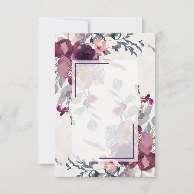 Blank Pink und bordeauxrot Blumenzwiebeln Hochzeit Einladung (Vorderseite)