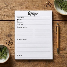 Blank Recipe Pages / Papers | Refill Minimalist Notizblock