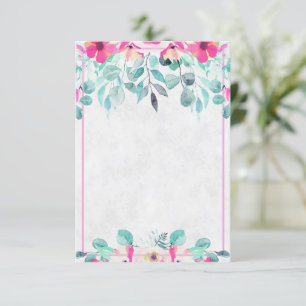 Blank Rosa Frühling Aquarellfarben Blumenhochzeit  Einladung