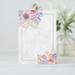 Blank Rosa und blau Aquarellfarben Blumenhochzeit  Einladung