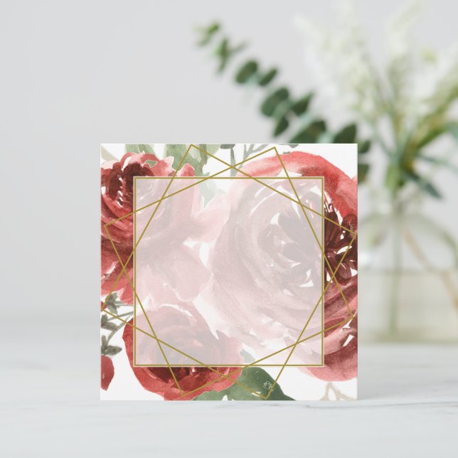 Blank Rote Rose und Goldhochzeit Einladung (Stehend Vorderseite)