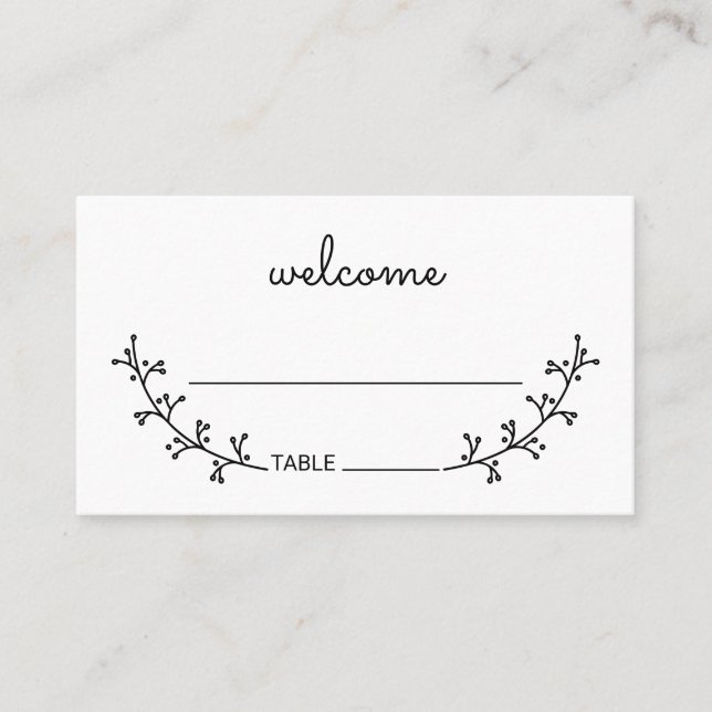 Blank Rustic Laurels Wedding Platzkarte (Vorderseite)