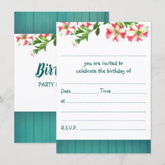 Blank Rustikale Wasserfarbe Trailing Petunias Gebu Einladung