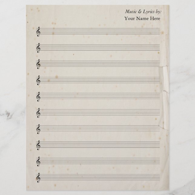 Blank Sheet Music 10 Stave Antique Torn Paper (Vorderseite)