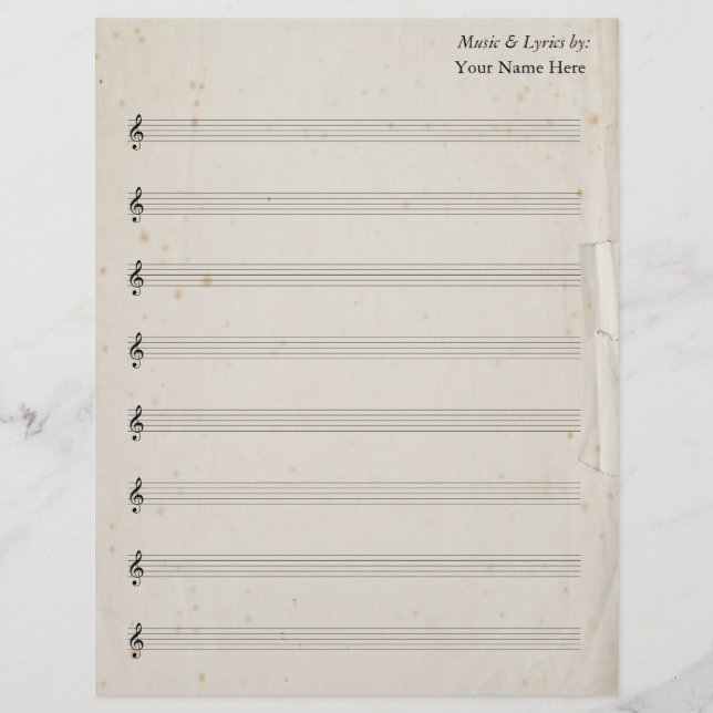 Blank Sheet Music 8 Stave Antique Torrent Paper (Vorderseite)