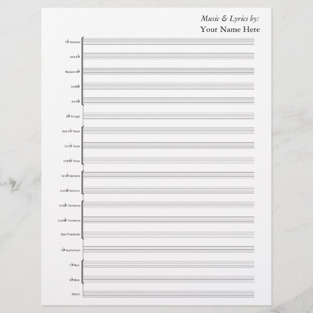 Blank Sheet Music Brass Band (Vorderseite)