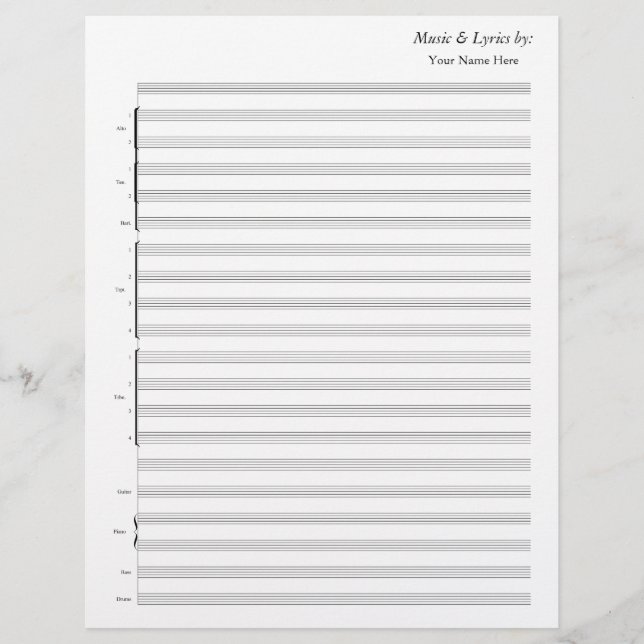 Blank Sheet Music Jazz Band (Vorderseite)