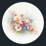 Blank Template Add Your Text Aquarell Floral Art Runder Aufkleber<br><div class="desc">Add Your Text Watercolor Aquarell Flowers Floral Art Blank Template Classic Round Sticker.</div>