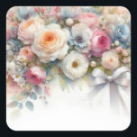 Blank Template Add Your Text Watercolor Flowers Quadratischer Aufkleber<br><div class="desc">Add Your Text Watercolor Aquarell Flowers Floral Art Blank Template Square Sticker.</div>