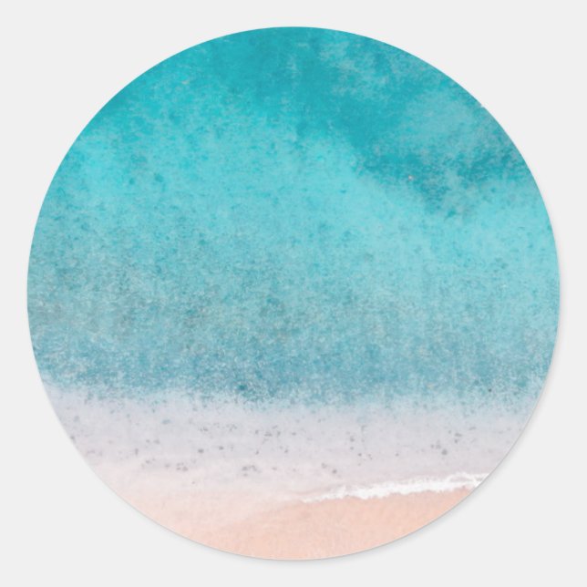 Blank Template Beach Sand Blue Sea Seaside Runder Aufkleber (Vorderseite)