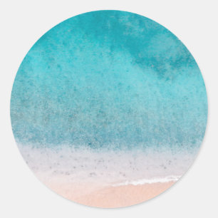 Blank Template Beach Sand Blue Sea Seaside Runder Aufkleber