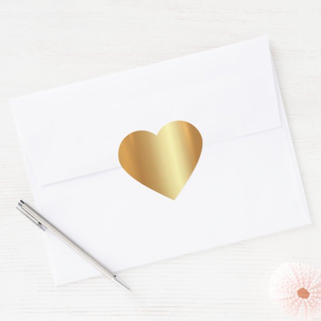 Blank Template Custom Moderne Elegant Gold Herz-Aufkleber (Umschlag)