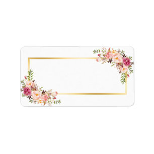 Blank Version - Eleganter Chic Gold Weißrosa Blüte Adressaufkleber