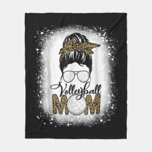 Blank Volleyball Mama Life Leopard Messy Bun Gam Fleecedecke