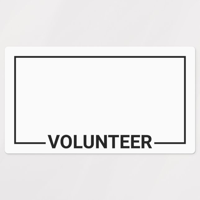 Blank Volunteer Name Abzeichen Etiketten (Design 1)