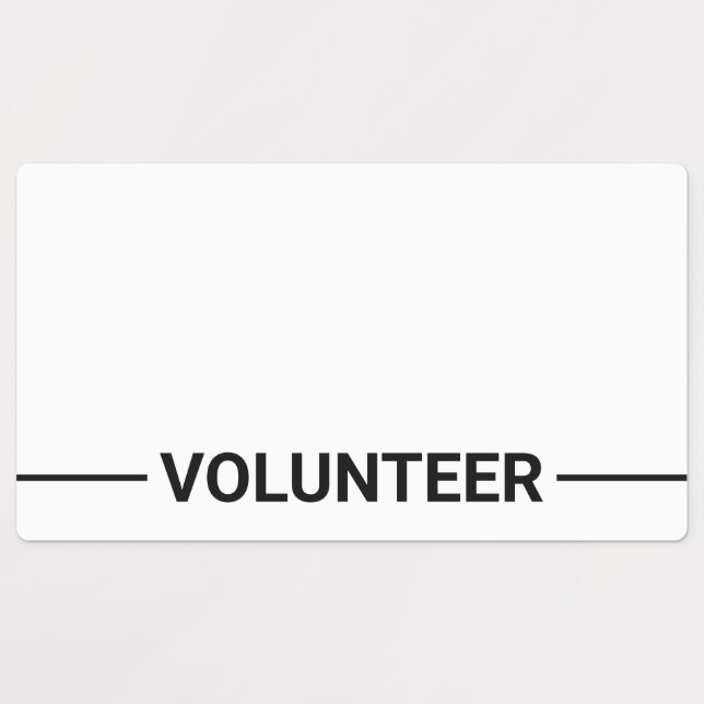 Blank Volunteer Name Abzeichen Labels Etiketten (Design 1)
