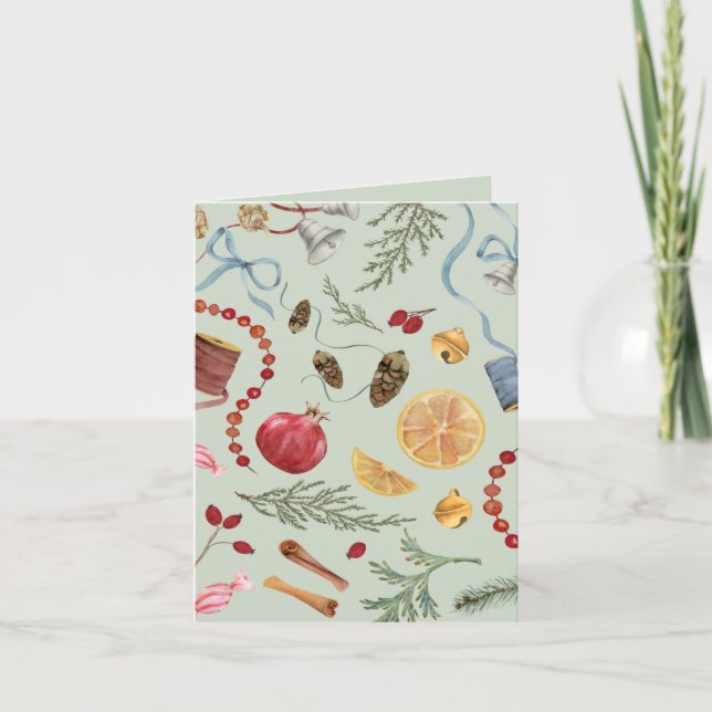 Blank Watercolor Weihnachtskarte Dankeskarte (Vorderseite)