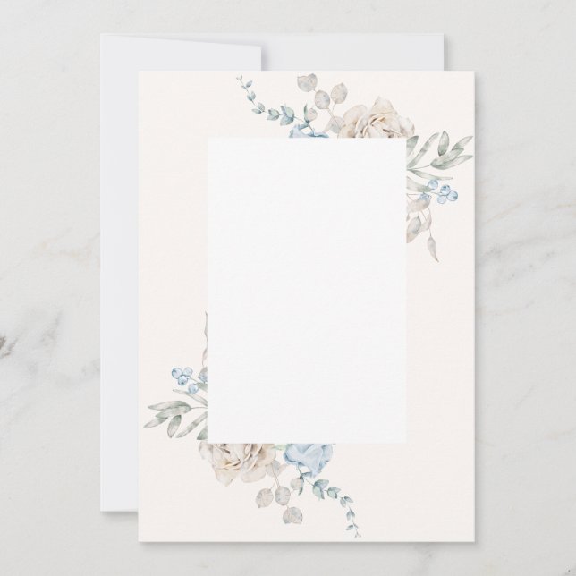 Blank Wedding Einladung - rosa blaue Rose (Vorderseite)