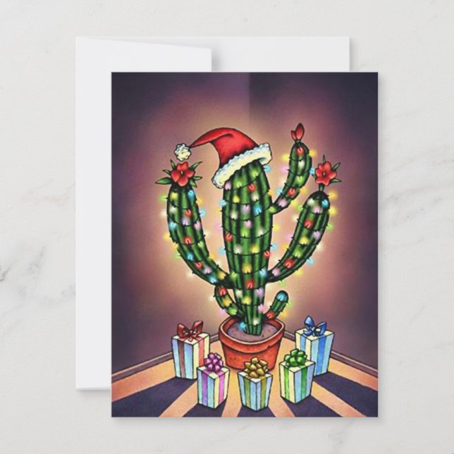 Blank Weihnachts Einladung Ankündigung Cactus SW (Vorderseite)