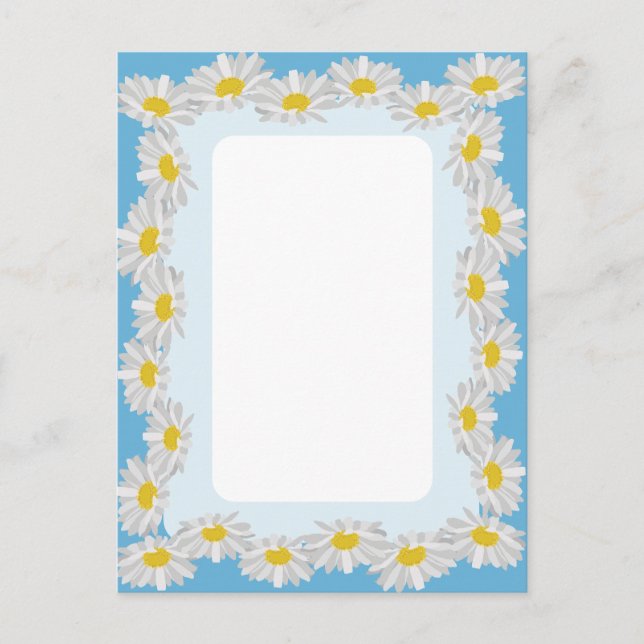 Blank White Daisy mit Sky Blue Card Postkarte (Vorderseite)