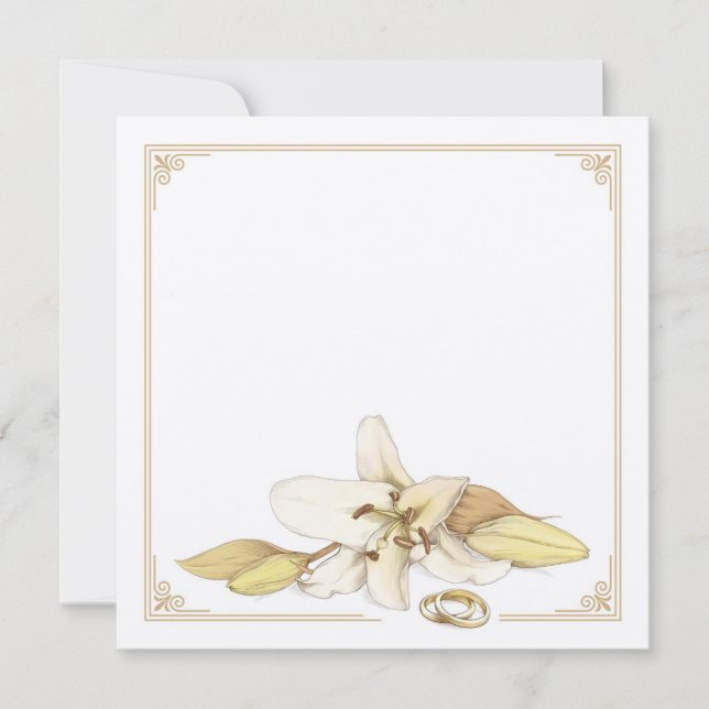 Blank-White-Lly-Hochzeitseinladung Einladung (Vorderseite)