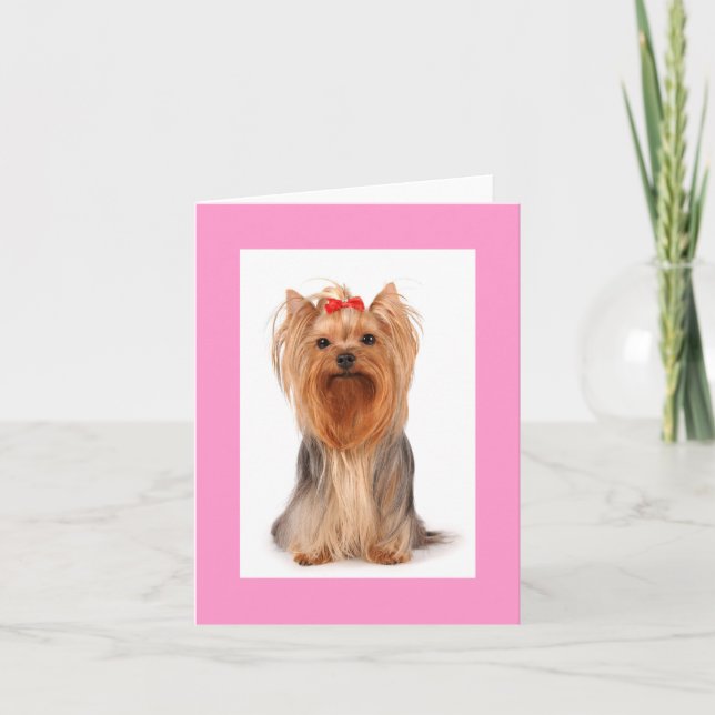 Blank Yorkshire Terrier Puppy Dog Notecard Dankeskarte (Vorderseite)