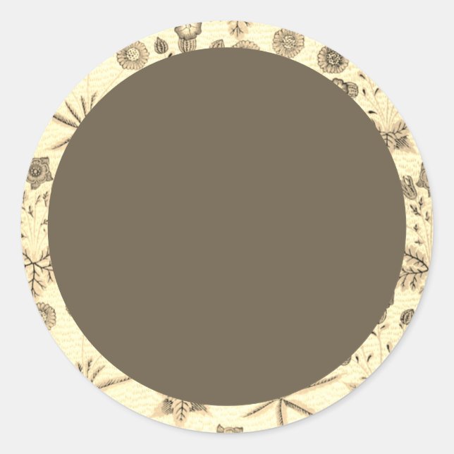 Blankbeige und grünes Blumenetikett Runder Aufkleber (Vorderseite)