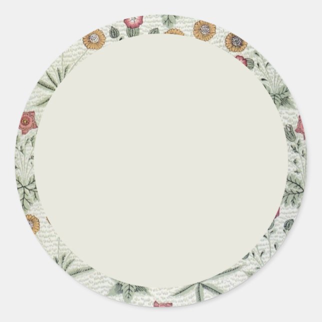 Blankbeige und grünes Blumenetikett Runder Aufkleber (Vorderseite)