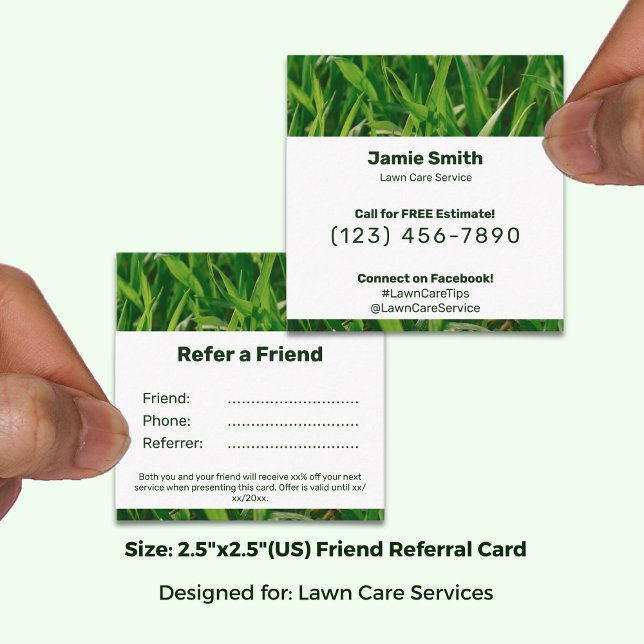 Blanke, beschreibbare Version, editierbare Rasenpf Empfehlungskarte (Blank, Writable Version, Editable Lawn Care Referral Card; Size: 2.5 x 2.5 Inch)