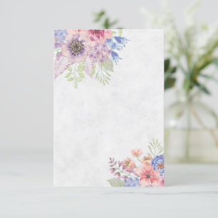 Blanke rosa und blaue Aquarell-Blumenhochzeit Einladung