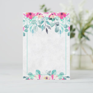 Blanke rosa Wasserfarbe Blumen Hochzeit Einladung
