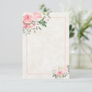 Blanke Rosa-Wasserfarbe-Floral-Hochzeits Einladung