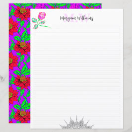 Blanke süße florale Monogramm-Name-Schreibwarenpap