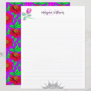 Blanke süße florale Monogramm-Name-Schreibwarenpap