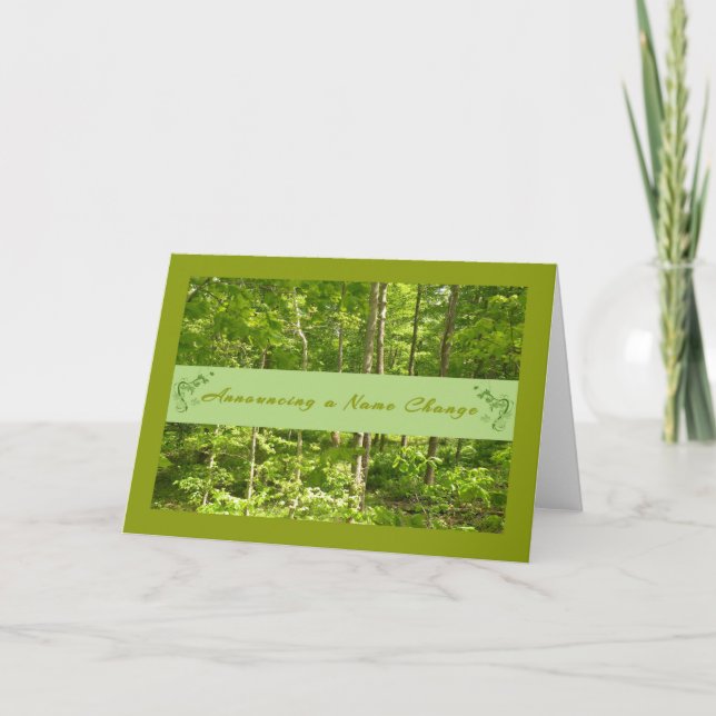 Blankenname Change Card mit natürlichem Holz Ankündigung (Vorderseite)