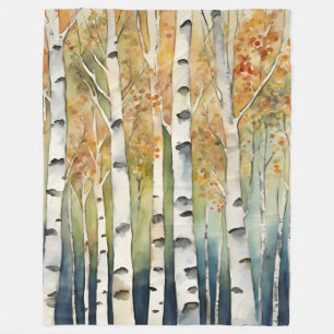 Blanket Birch Wald Bäume Naturbäume Blätter Rustik Fleecedecke