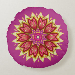 Blanket-Blume auf Magenta Rundes Kissen