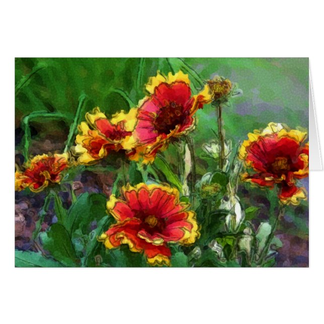 Blanket Blume Wasserfarbene Sketch Karte (Vorderseite (Horizontal))