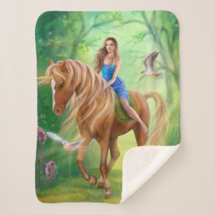 Blanket Fantasy Unicorn und Fee Sherpadecke